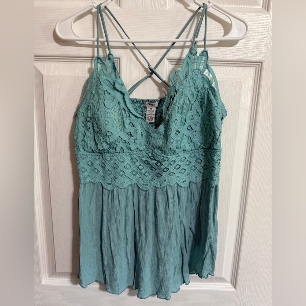Teal Lace Strappy Tank Top - Rue21